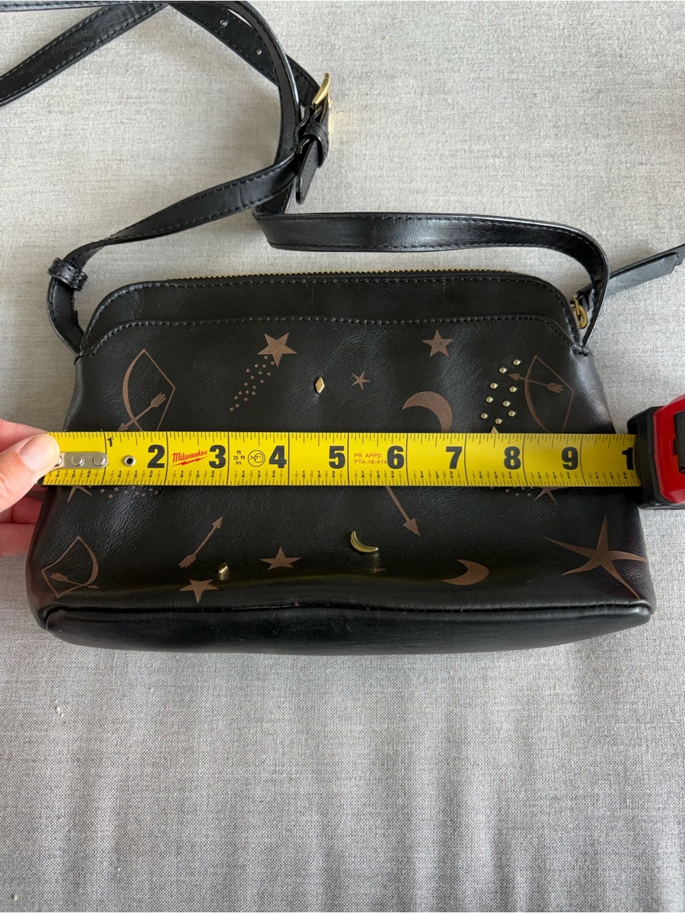 Tignanello Black Leather Celestial Star Moon Crossbody Bag - Picture 11 of 12